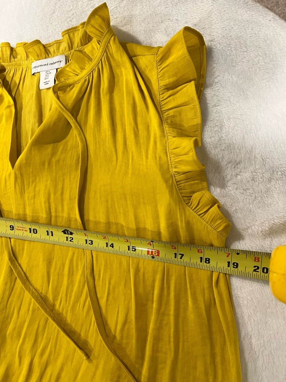 Cupcakes and Cashmere Mustard Yellow Ruffle Neck Blouse - Size S - Picture 6 of 6